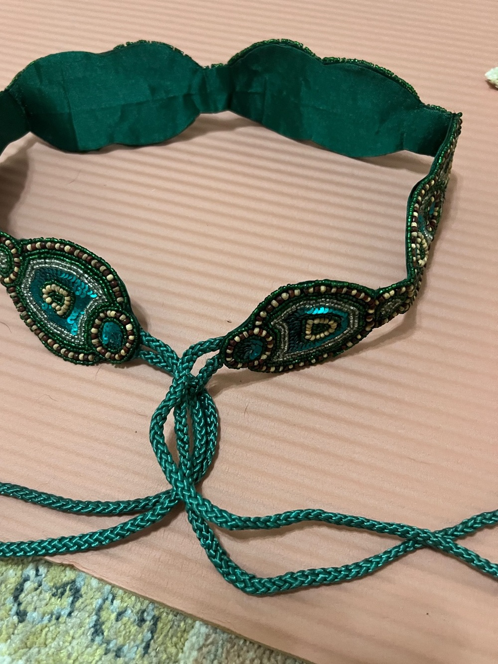 Raj Beautiful Handmade Beaded Sequined Belt, Boho Chic. Made in India.